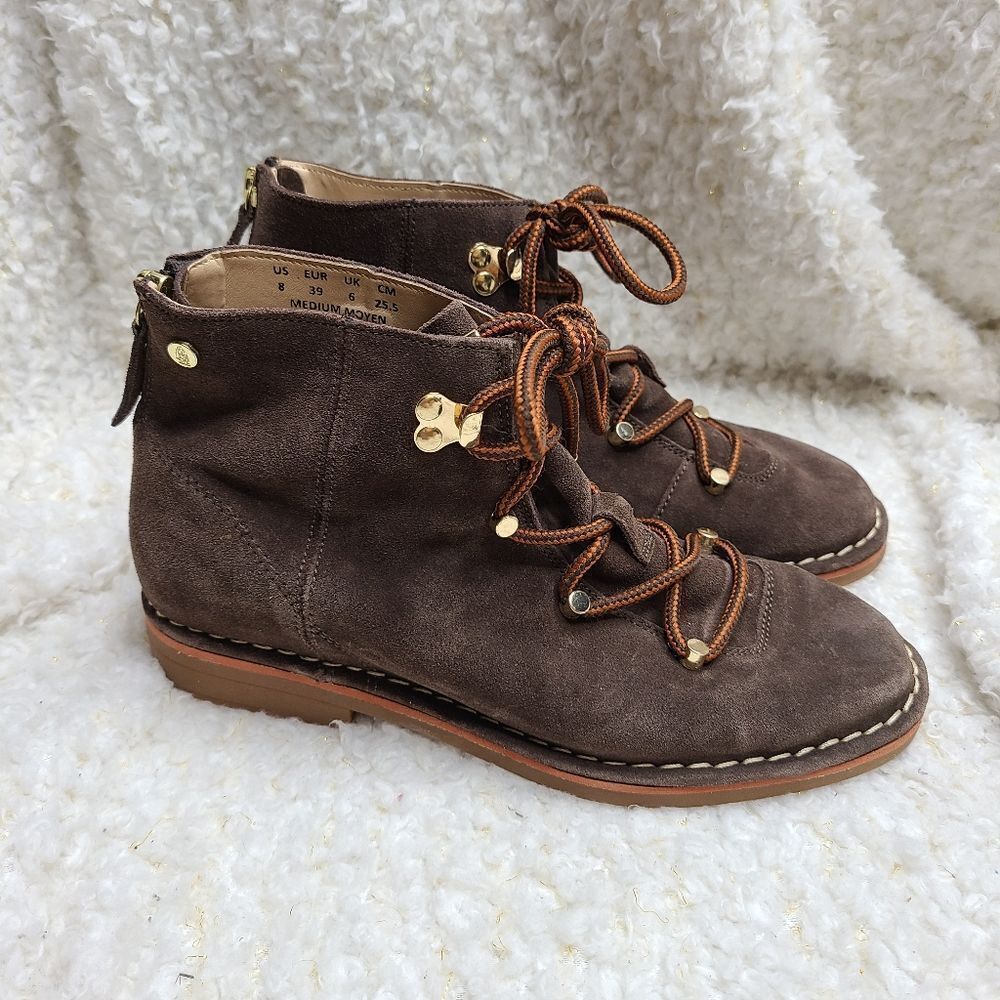 Hush Puppies Catelyn Dark Brown Hiking Ankle Boots Size 8